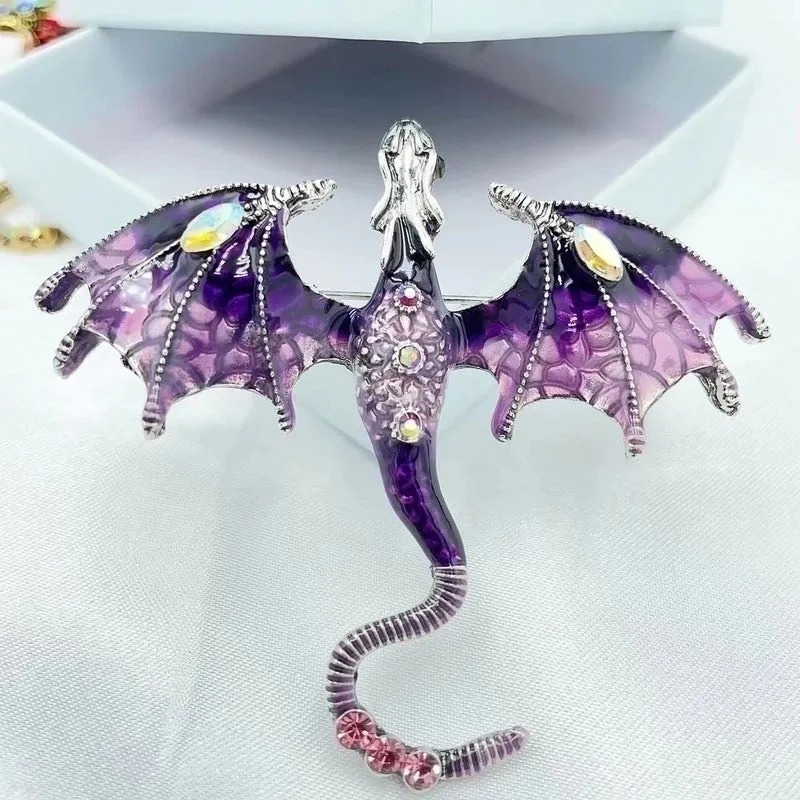 Cartoon Style Pin Dragon Alloy Enamel Inlay Rhinestones Unisex Brooches