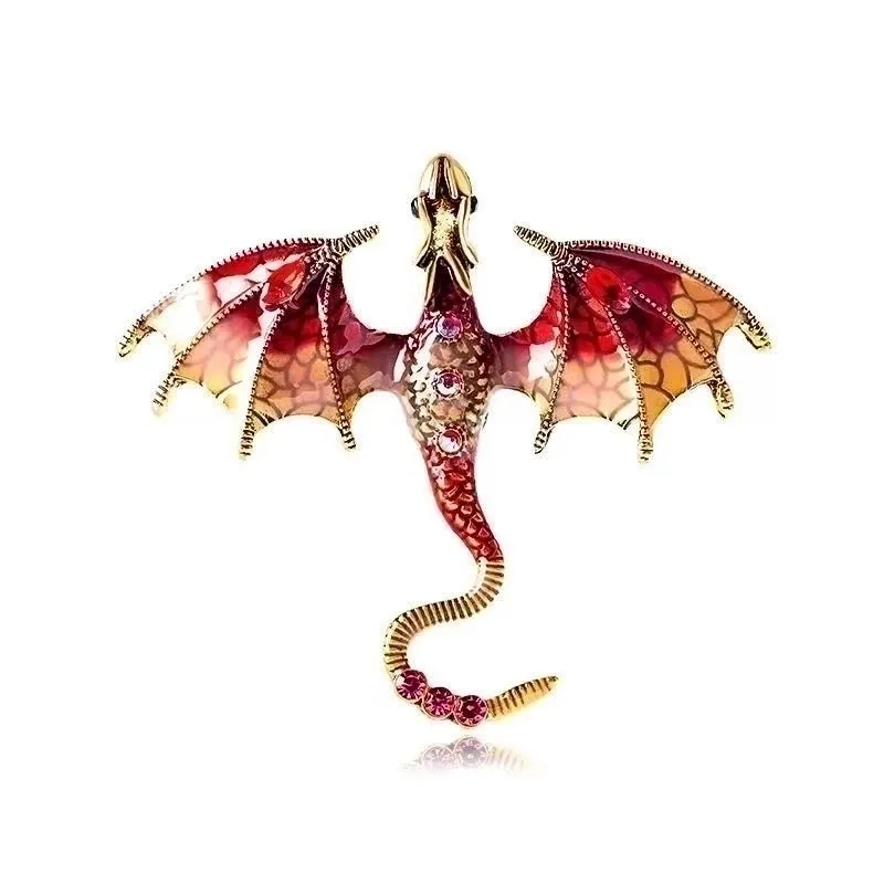 Cartoon Style Pin Dragon Alloy Enamel Inlay Rhinestones Unisex Brooches