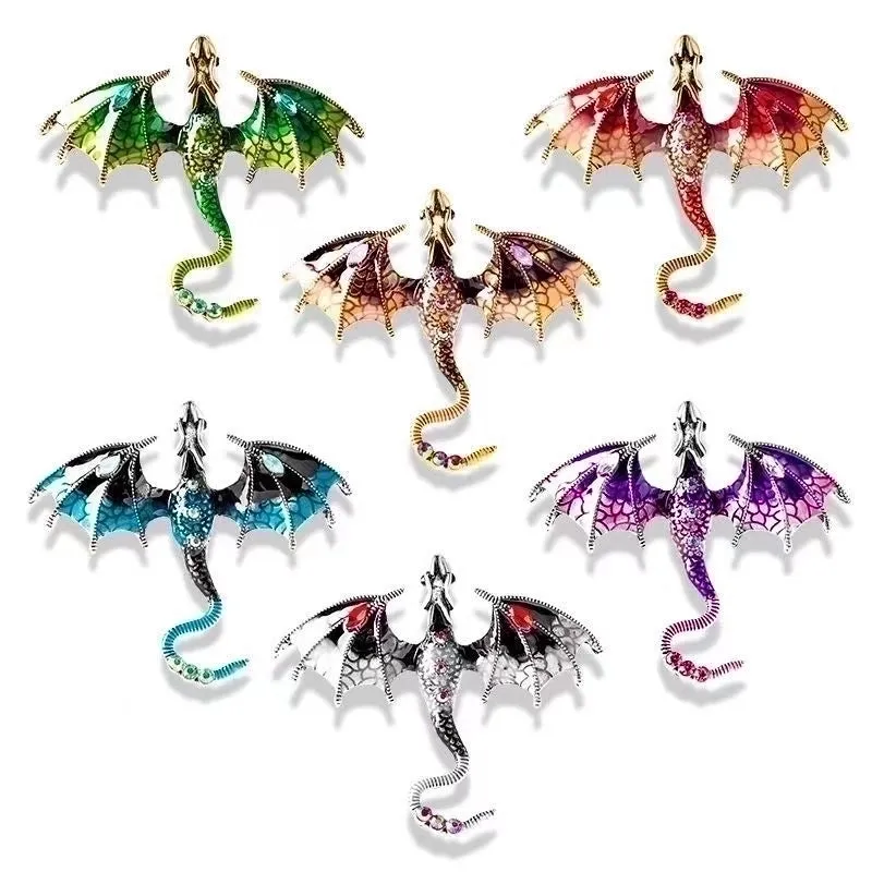 Cartoon Style Pin Dragon Alloy Enamel Inlay Rhinestones Unisex Brooches