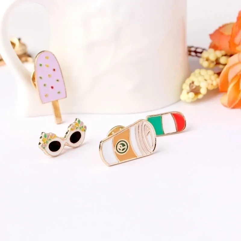 Cartoon Style Pin Ice Cream Flamingo Alloy Enamel Unisex Brooches