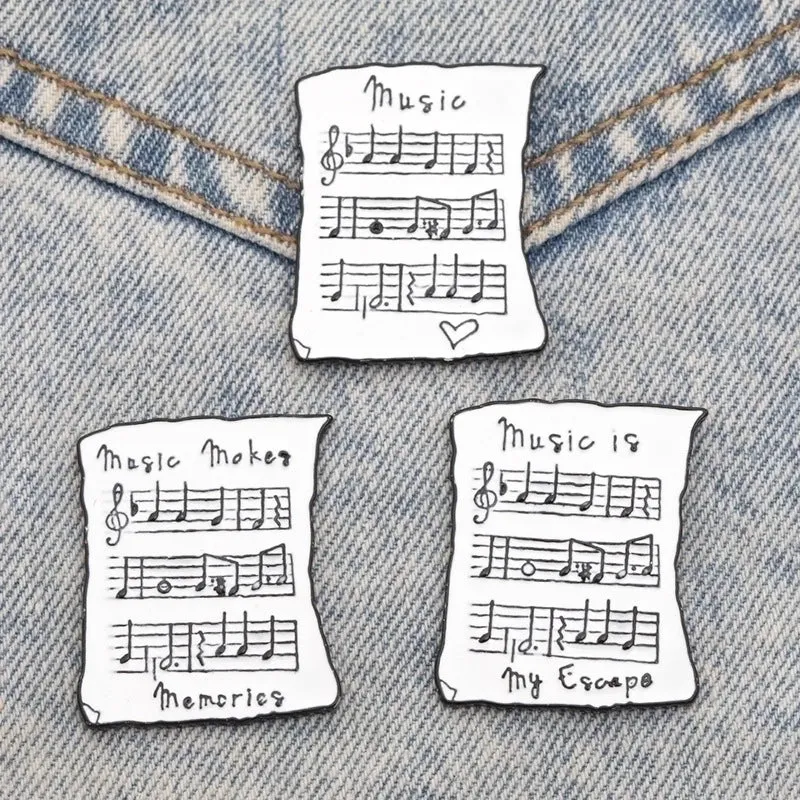 Cartoon Style Pin Music Score Alloy Enamel Plating Unisex Brooches