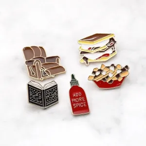 Cartoon Style Pin Sandwich Sofa French Fries Alloy Enamel Unisex Brooches