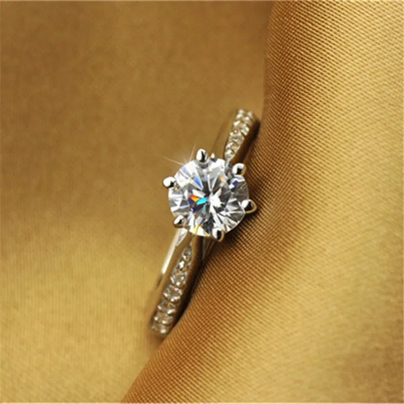 CC&BYX  1.25CT 925 Sterling Silver Cubic Zirconia Cocktail/Engagement Ring