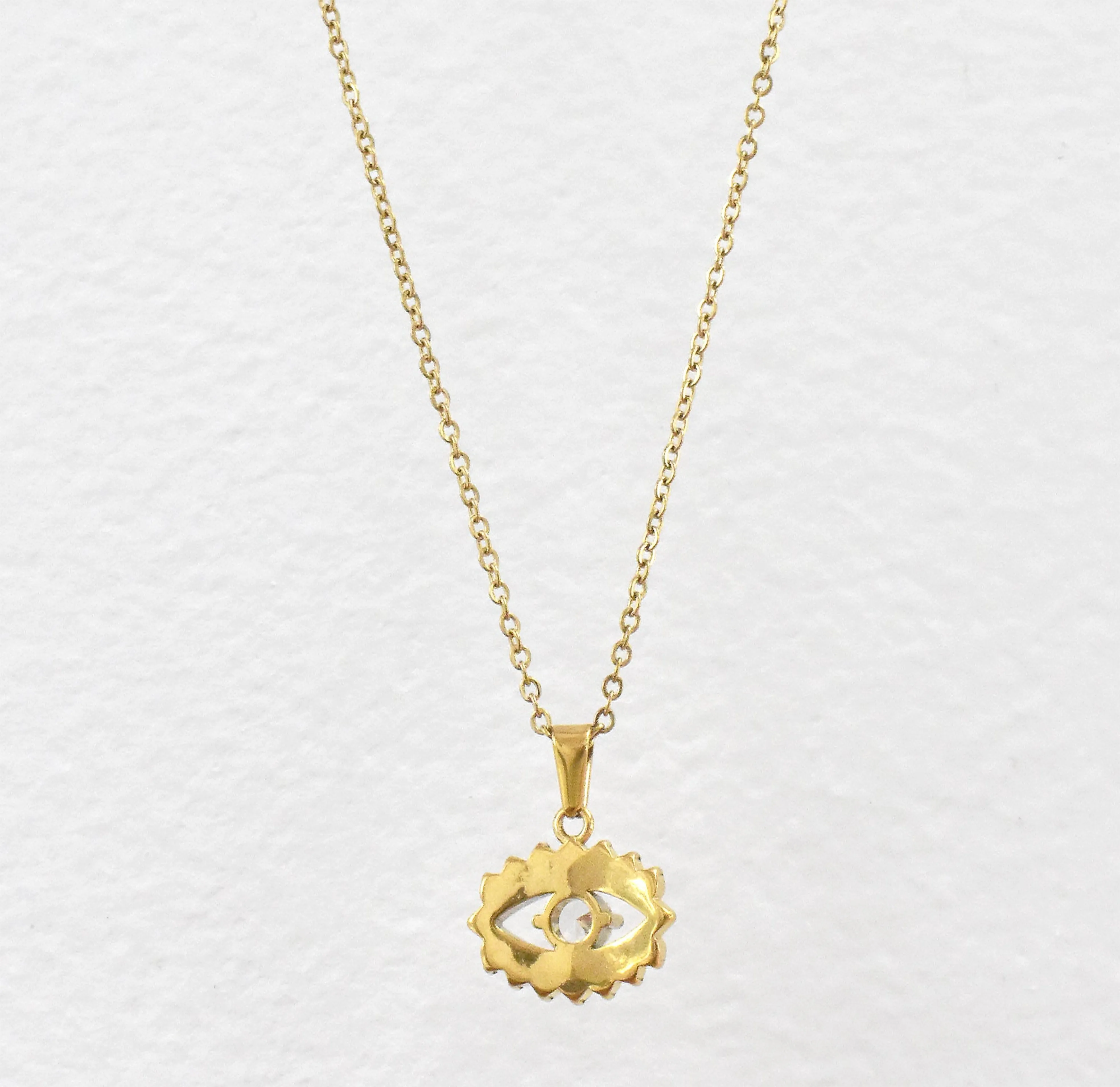 CECILE GOLD EVIL EYE PENDANT NECKLACE