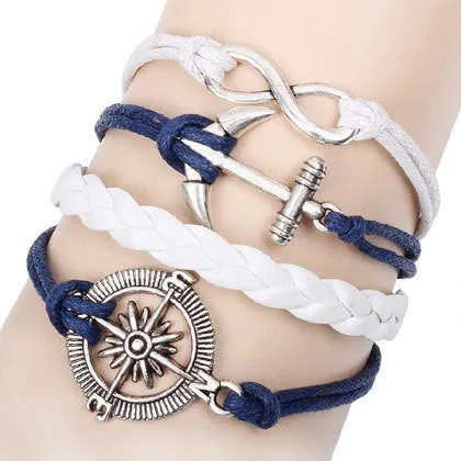 Charm Vintage Multilayer Charm Leather Bracelet Women Owl Cross Believe Bracelets Cheap Statement Jewelry Lady Best Friends Gift