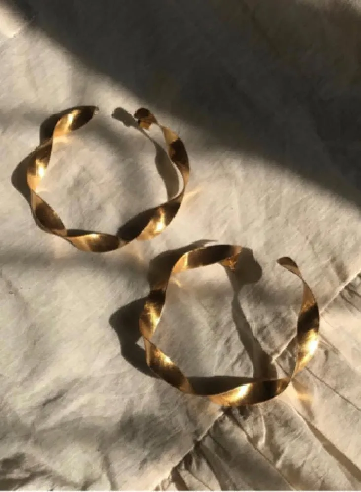 Chunky Gold Twist Hoop Earrings