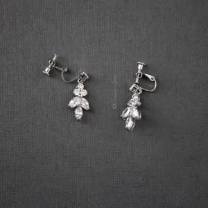 Clip-On Screw Back Earrings of Marquise Leaf Drop