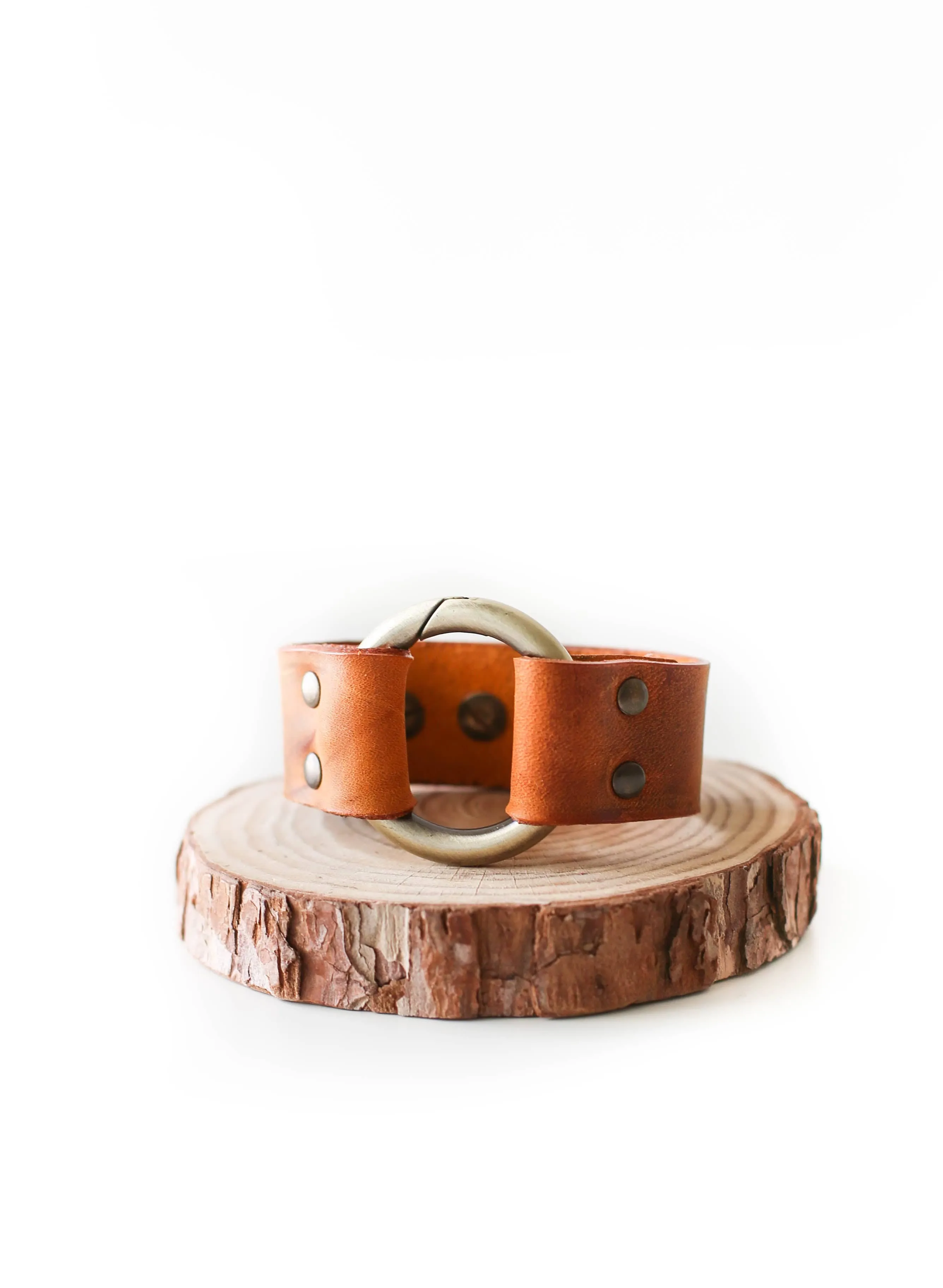 Cognac Brown Leather Cuff Bracelet