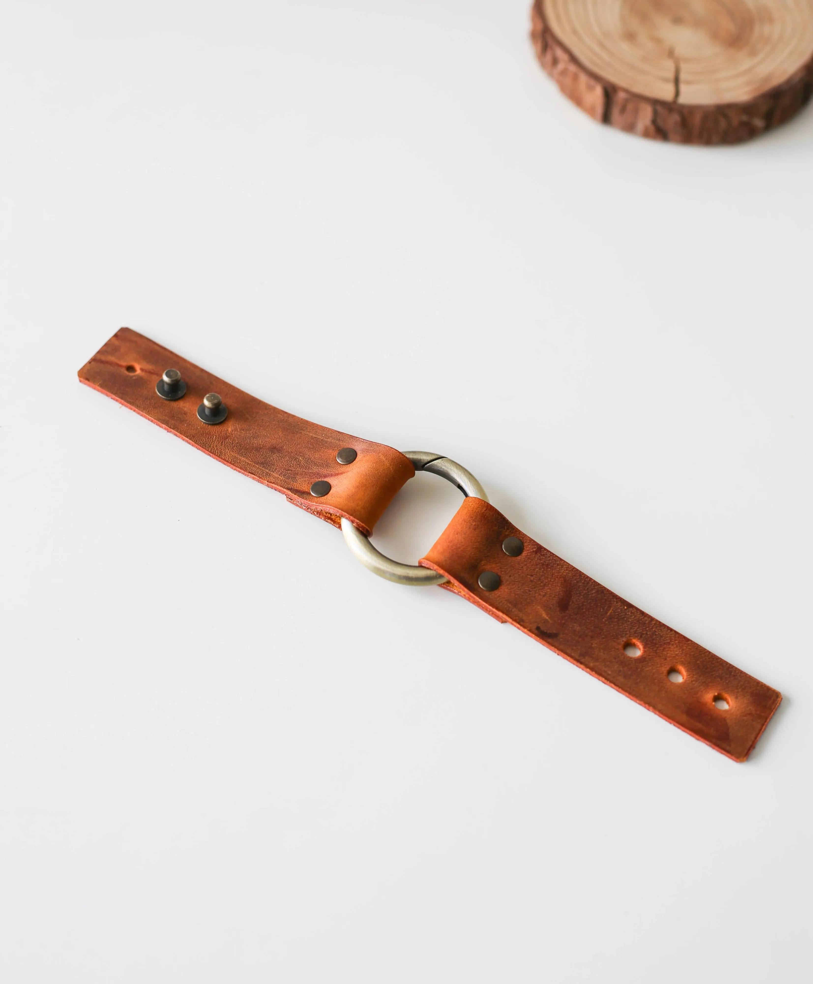 Cognac Brown Leather Cuff Bracelet