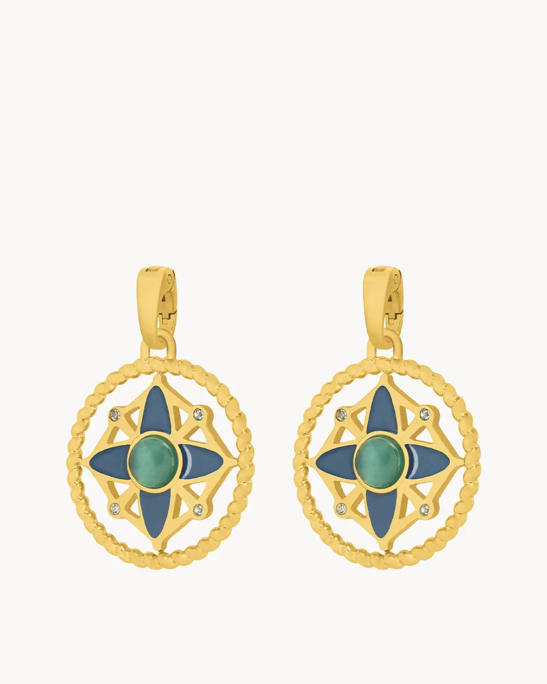 Compass Earring Pendants, Gold