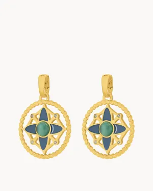 Compass Earring Pendants, Gold