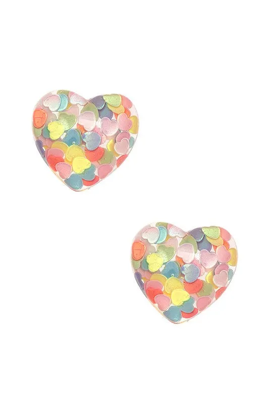 Confetti Heart Post Earrings