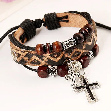 Cross Multilayer Leather Bracelet