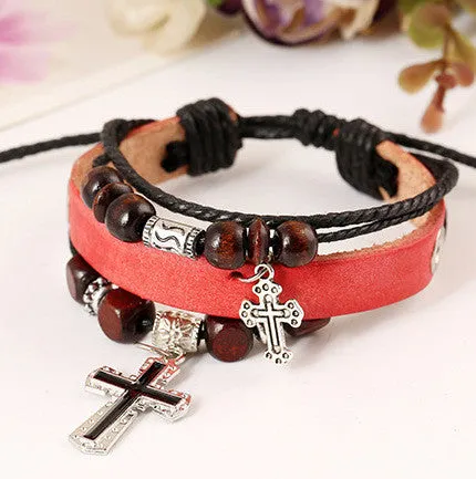 Cross Multilayer Leather Bracelet