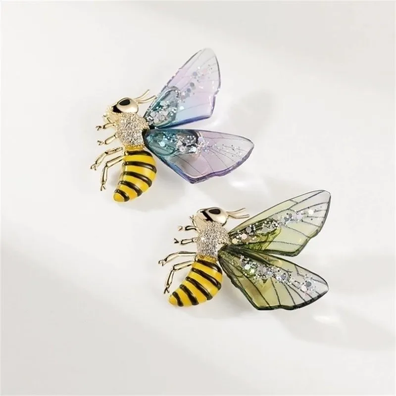 Cute Bee Alloy Enamel Inlay Rhinestones Women's Brooches