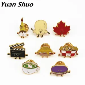 Cute cartoon series chips burgers cute girl leaves enamel brooch French clothes drip collar collar needle Pin wholesale