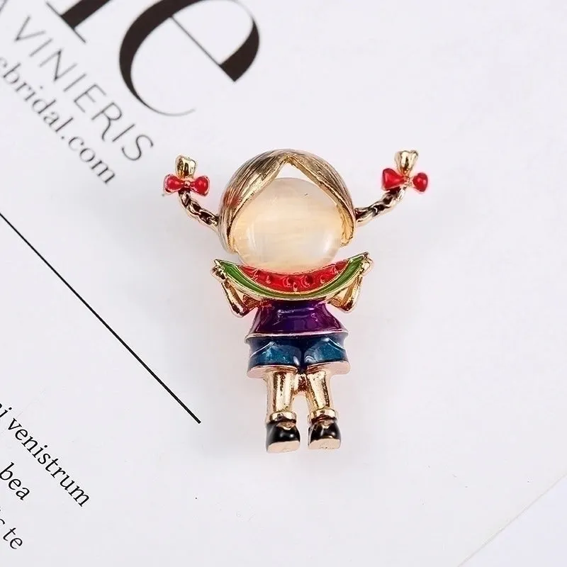 Cute Pin Cartoon Character Alloy Enamel Women'S Brooches