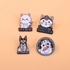 Cute Pin Letter Dog Cat Alloy Enamel Unisex Brooches