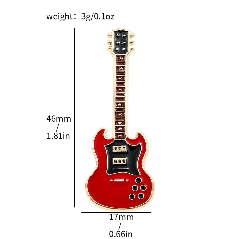 Cute Retro Personalized Guitar Brooch Electric Guitar Fashion Musical Instrument Metal Badge Alloy Decorative Accessories Pin