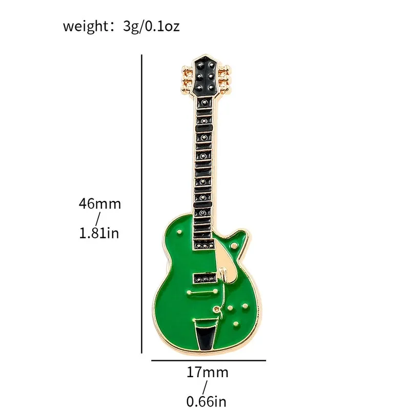 Cute Retro Personalized Guitar Brooch Electric Guitar Fashion Musical Instrument Metal Badge Alloy Decorative Accessories Pin