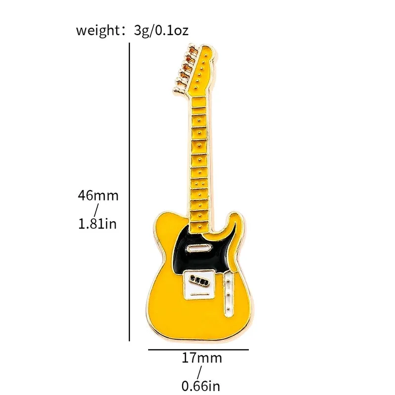 Cute Retro Personalized Guitar Brooch Electric Guitar Fashion Musical Instrument Metal Badge Alloy Decorative Accessories Pin