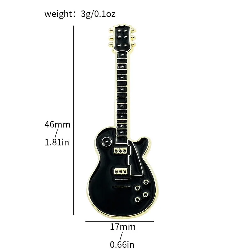 Cute Retro Personalized Guitar Brooch Electric Guitar Fashion Musical Instrument Metal Badge Alloy Decorative Accessories Pin