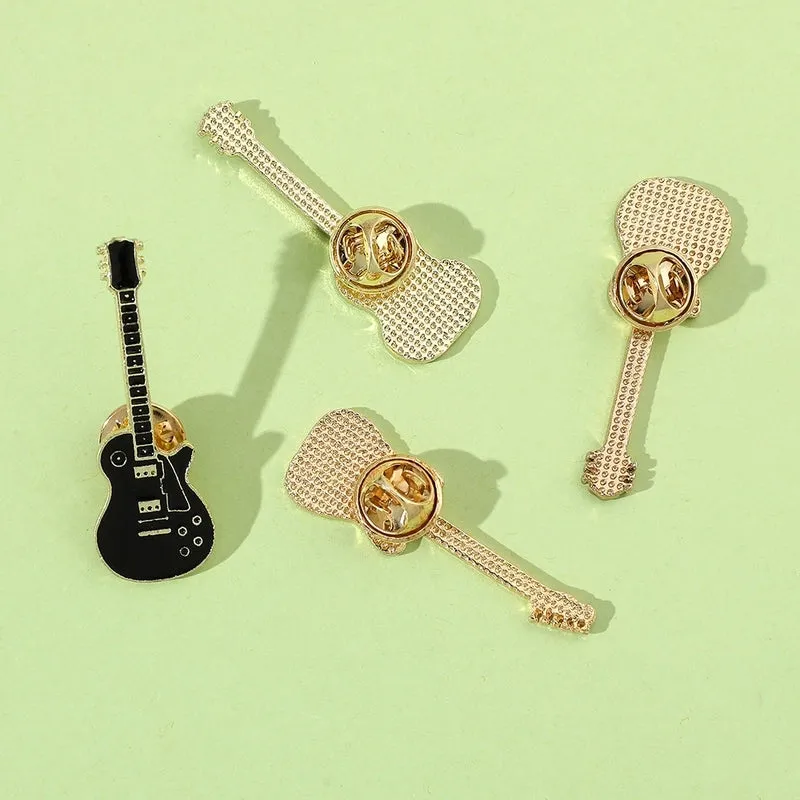 Cute Retro Personalized Guitar Brooch Electric Guitar Fashion Musical Instrument Metal Badge Alloy Decorative Accessories Pin