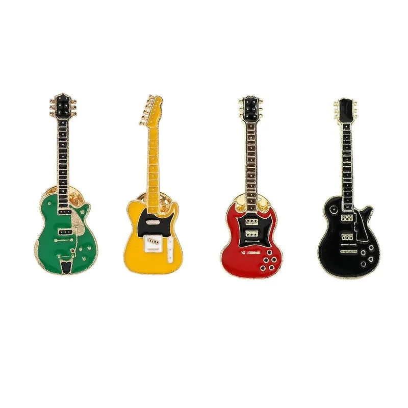 Cute Retro Personalized Guitar Brooch Electric Guitar Fashion Musical Instrument Metal Badge Alloy Decorative Accessories Pin