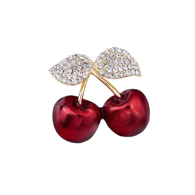 Cute Sweet Pin Cherry Alloy Enamel Women's Brooches