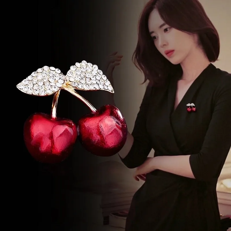 Cute Sweet Pin Cherry Alloy Enamel Women's Brooches