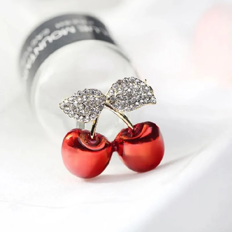 Cute Sweet Pin Cherry Alloy Enamel Women's Brooches