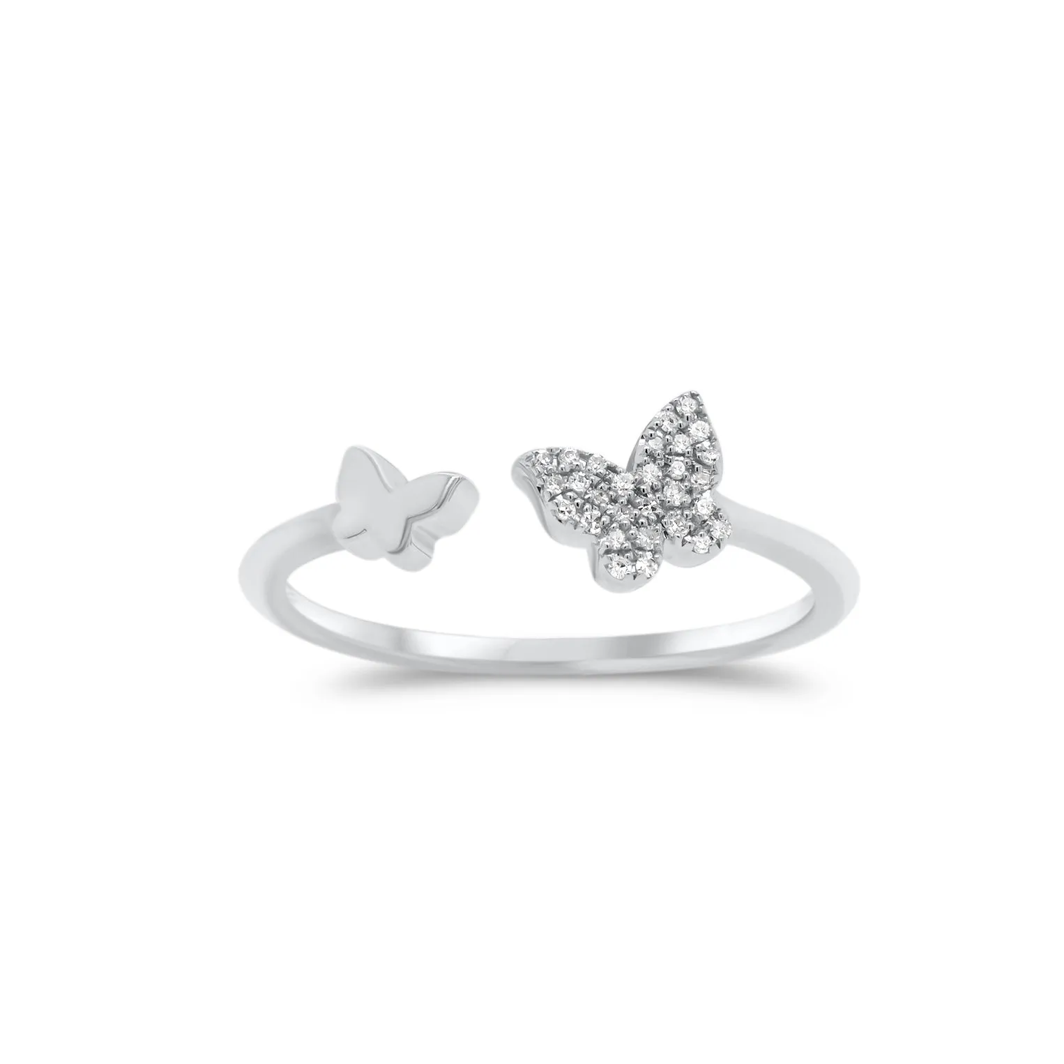 Diamond Butterfly Open Ring