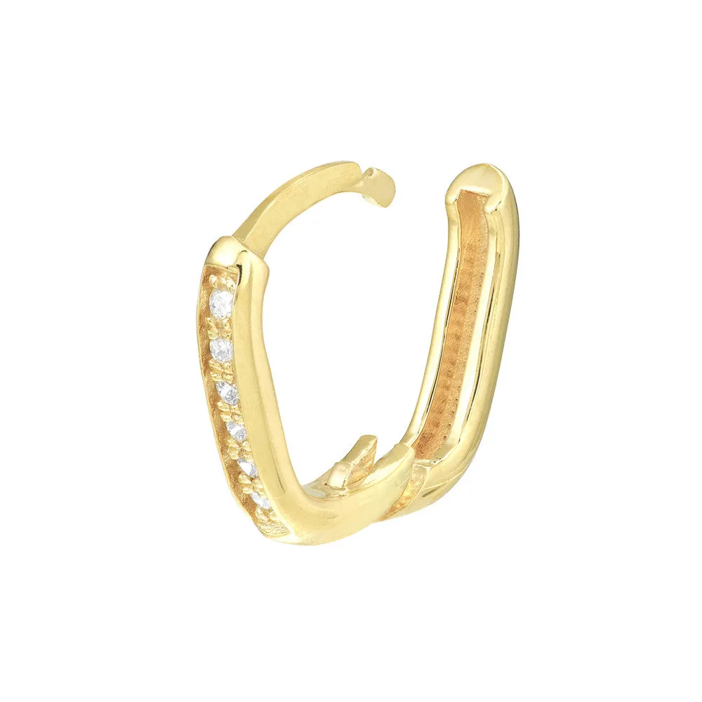 Diamond Channel 8mm Huggie Hoop Earrings