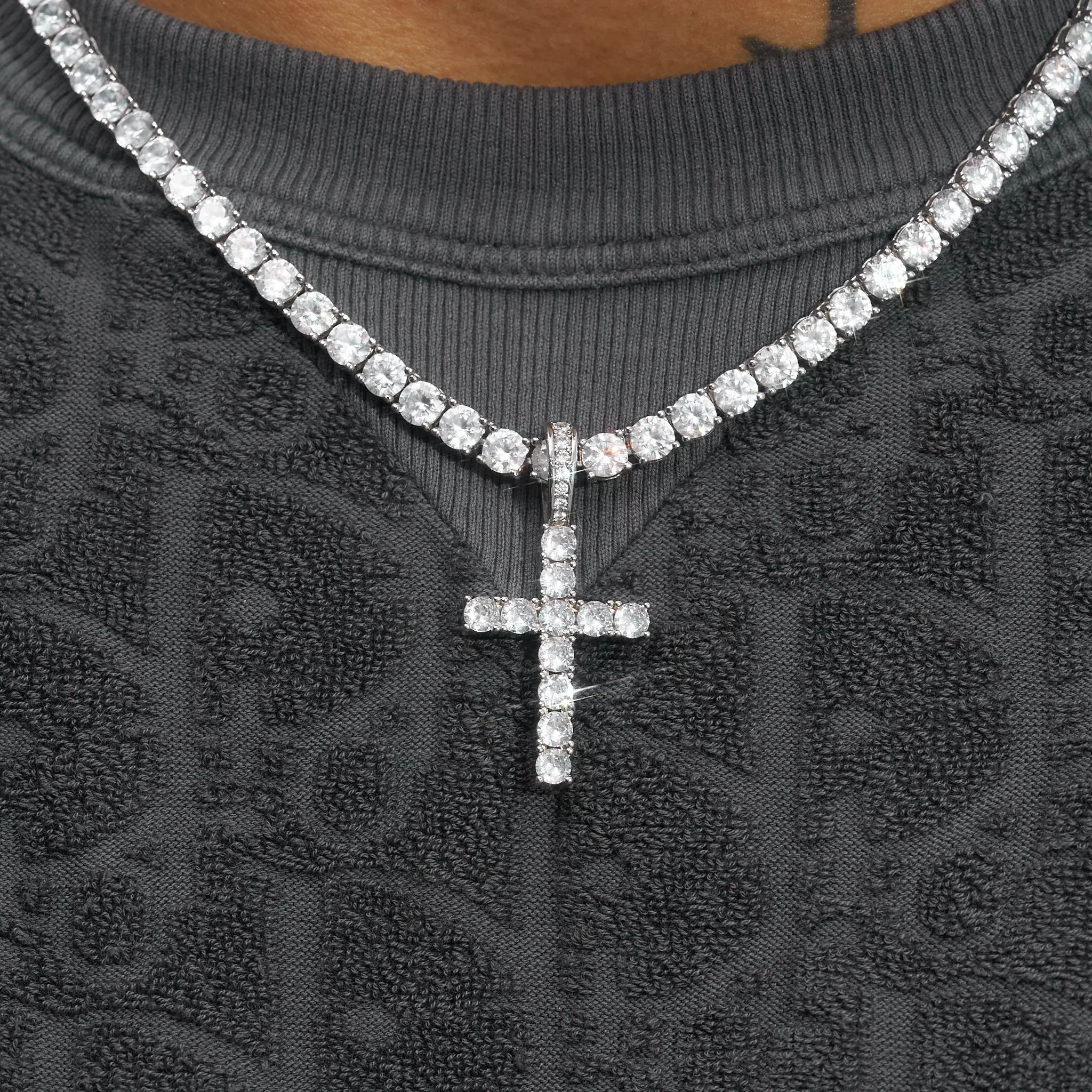 Diamond Cross Pendant - White Gold