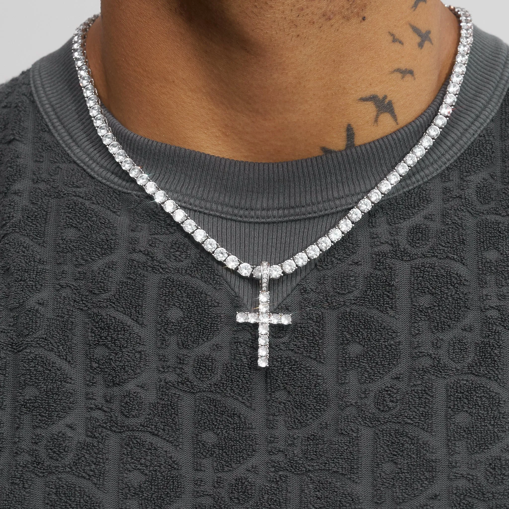 Diamond Cross Pendant - White Gold