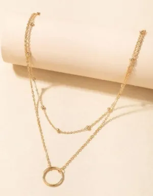 Double Layer Ring Necklace (Golden)