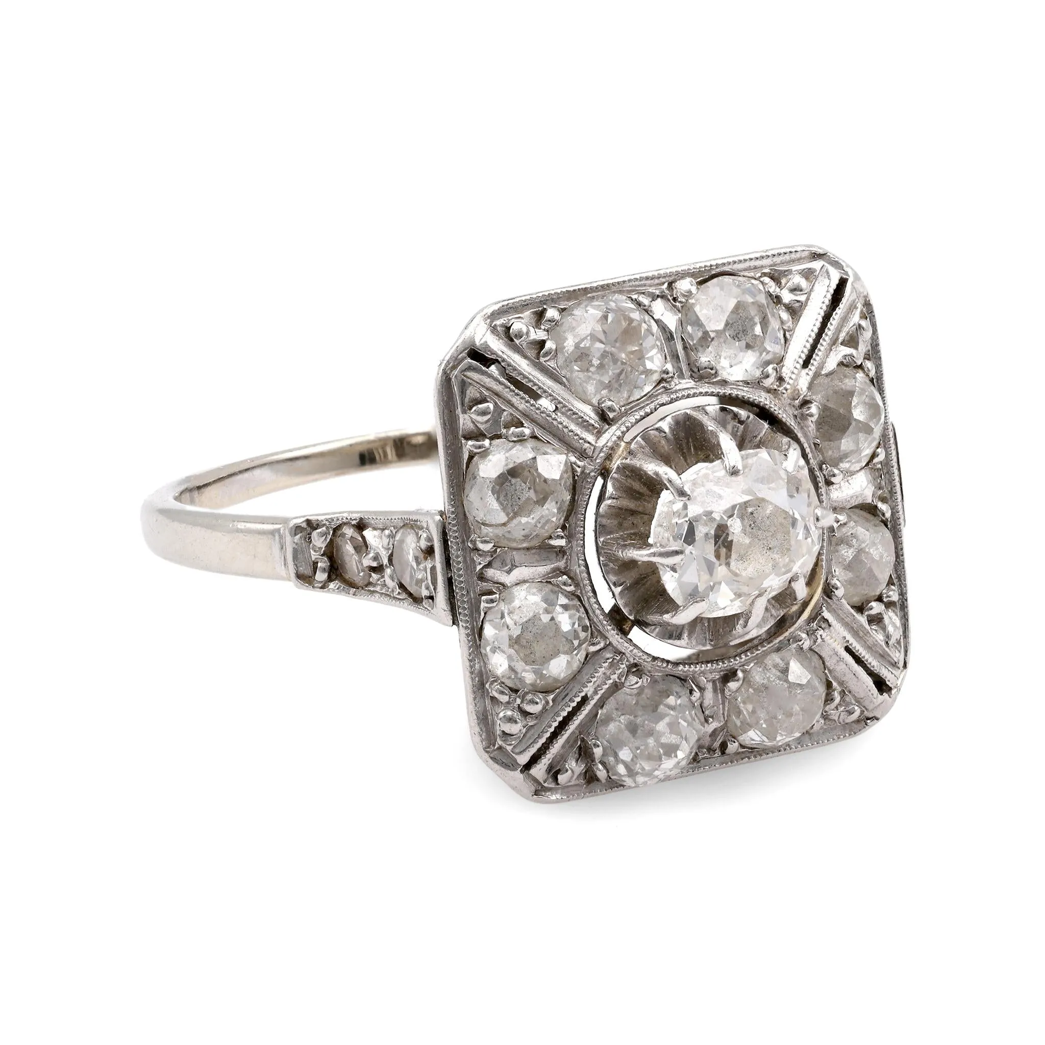 Edwardian Diamond Platinum Cluster Ring