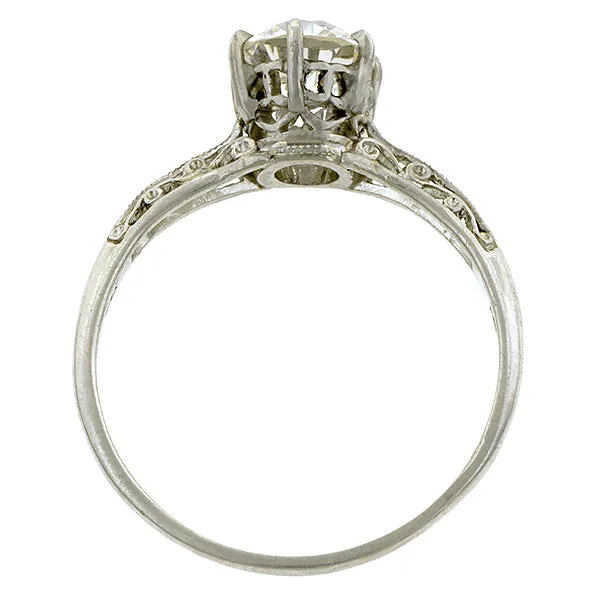 Edwardian Diamond Solitaire Engagement Ring, Old Euro 1.01ct