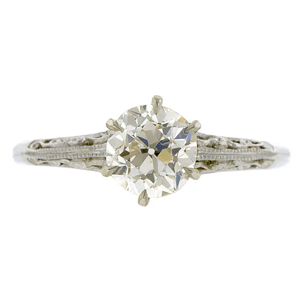 Edwardian Diamond Solitaire Engagement Ring, Old Euro 1.01ct