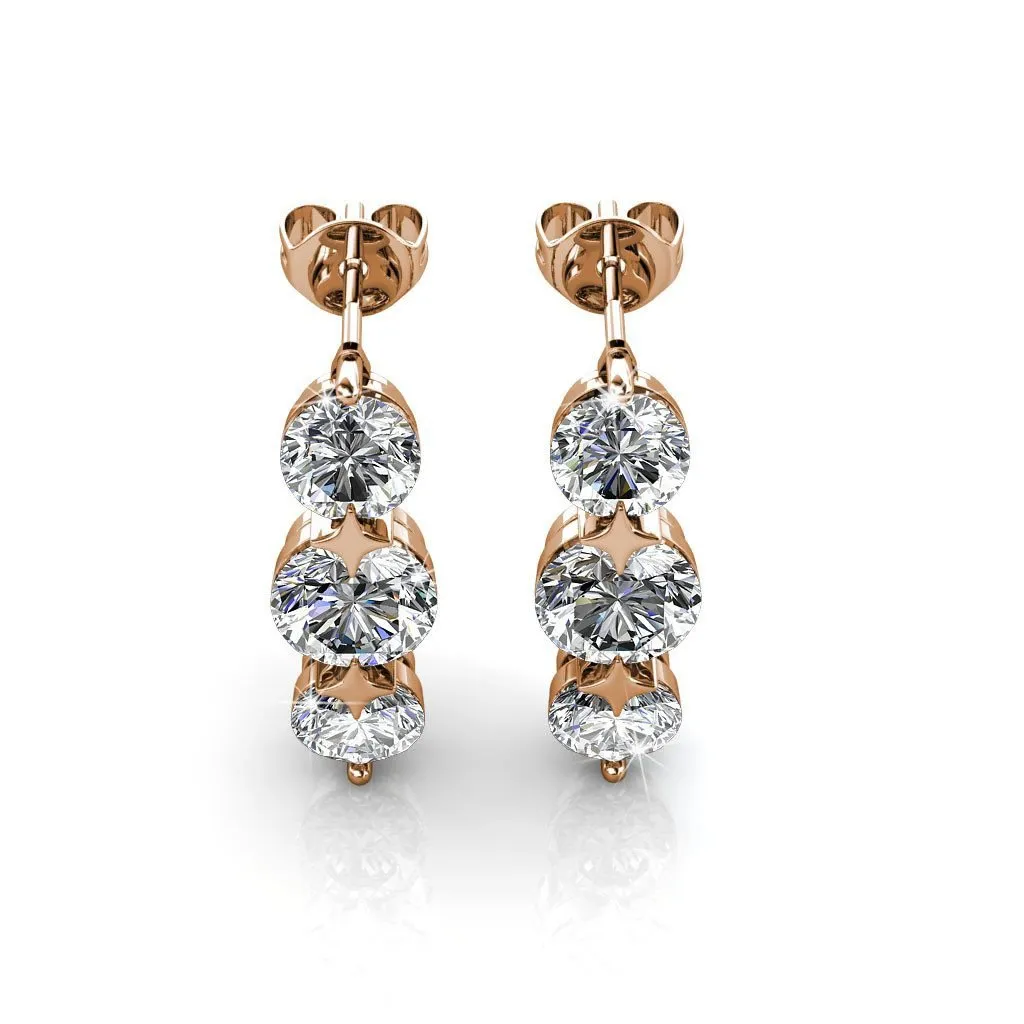 Ellie 18k White Gold Plated Stud Drop Earrings with Swarovski Crystals