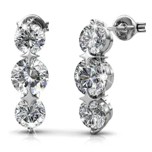 Ellie 18k White Gold Plated Stud Drop Earrings with Swarovski Crystals