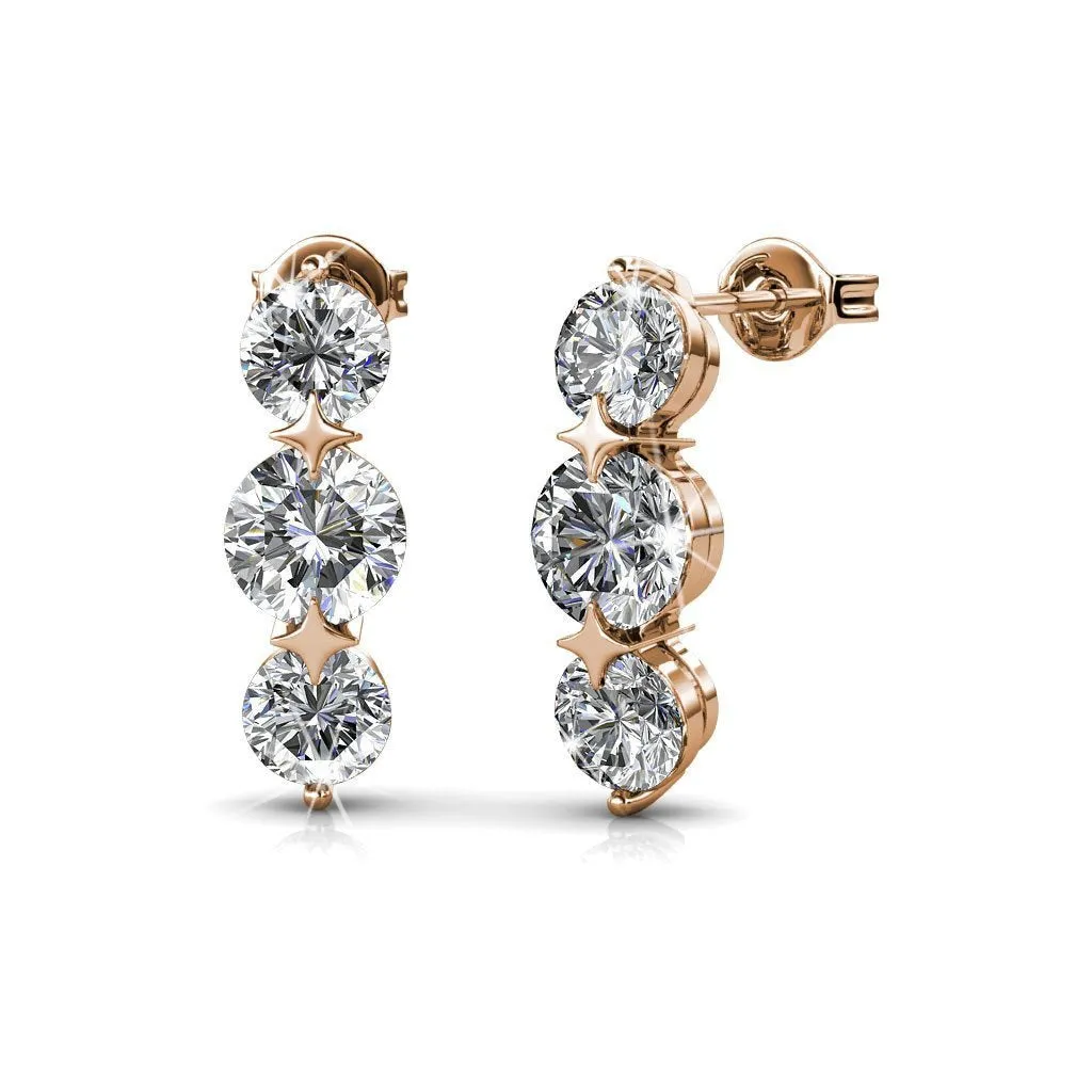 Ellie 18k White Gold Plated Stud Drop Earrings with Swarovski Crystals