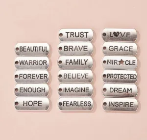 Engraved Motivational Charms Pendants( Gold, Silver )