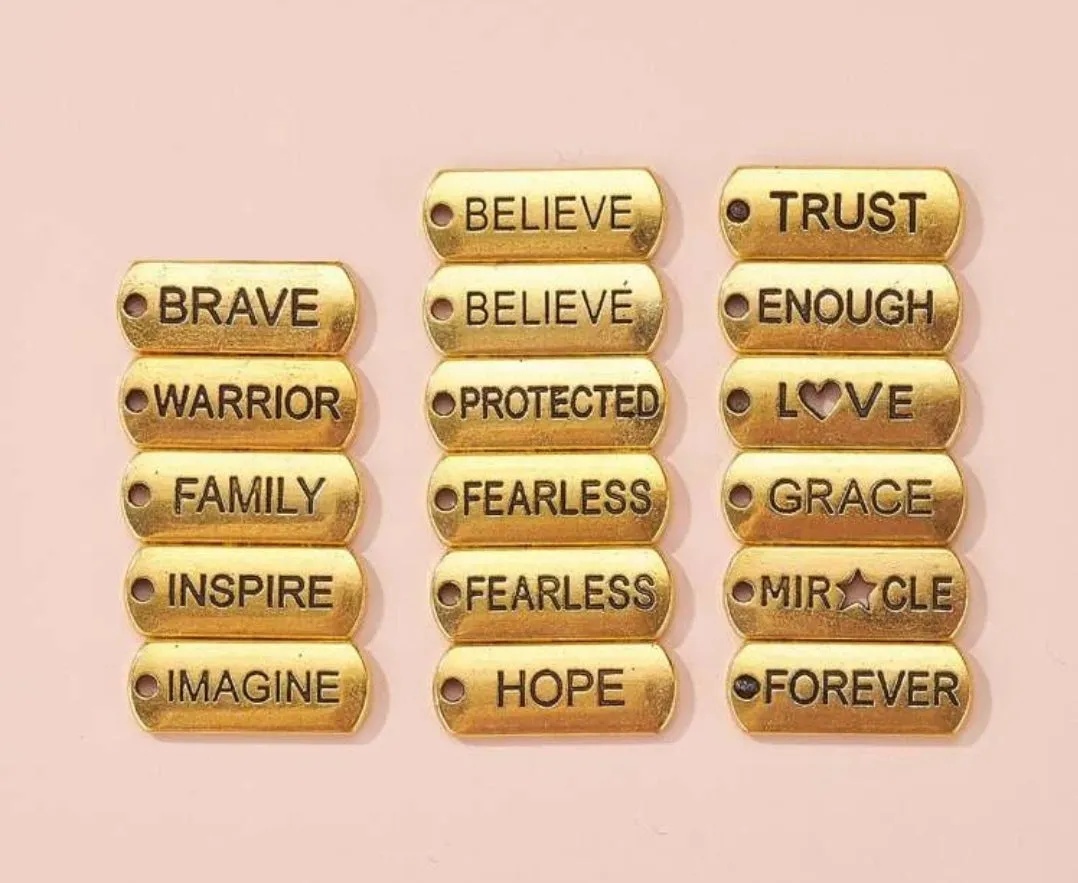 Engraved Motivational Charms Pendants( Gold, Silver )