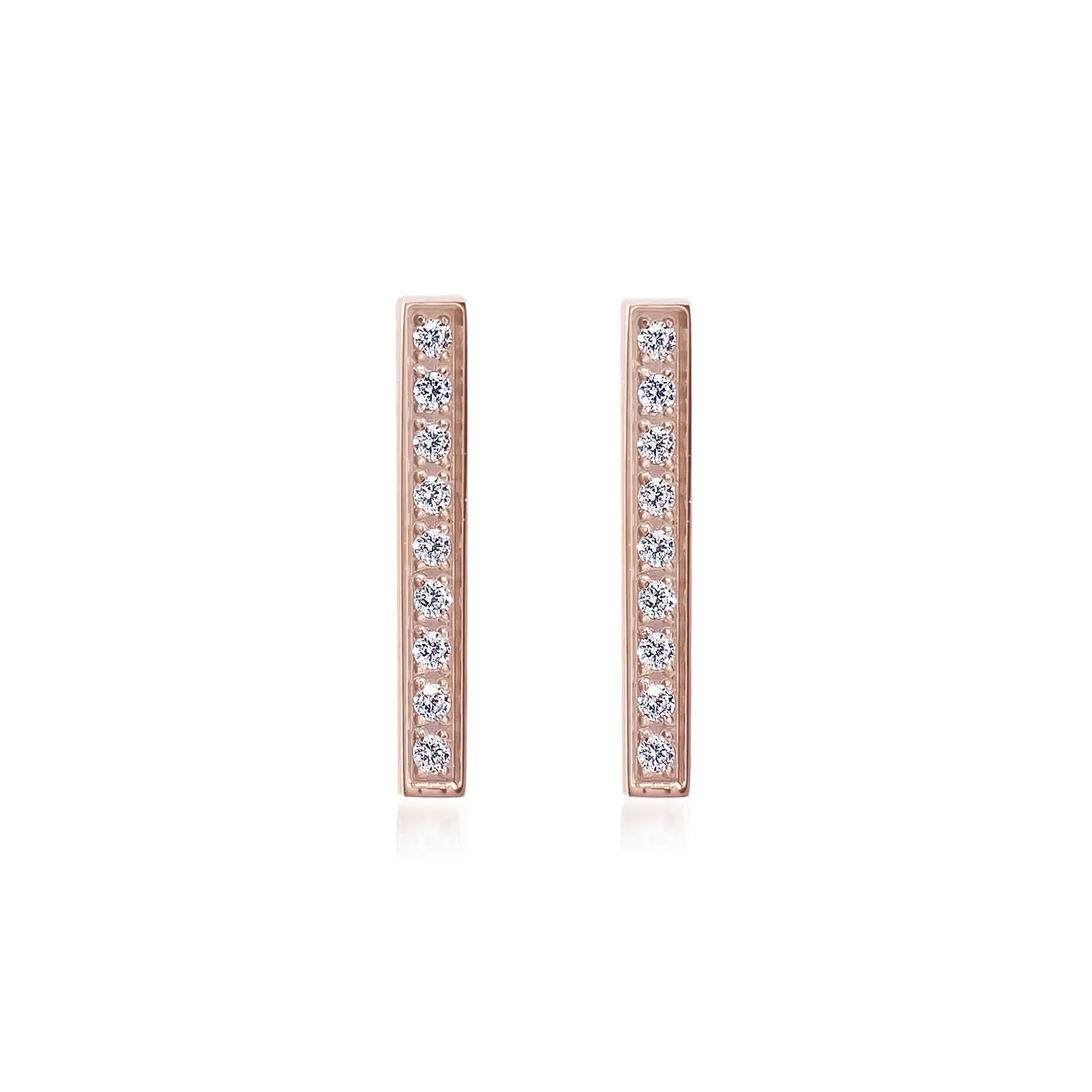 ER107RG B.Tiff Rose Gold 9-Stone Short Bar Earrings