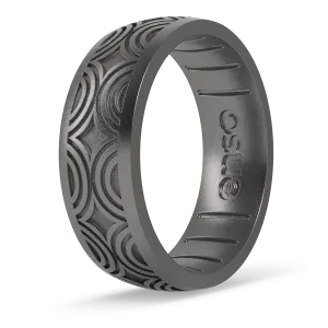 Etched Signature Silicone Rings - Art Deco - Platinum