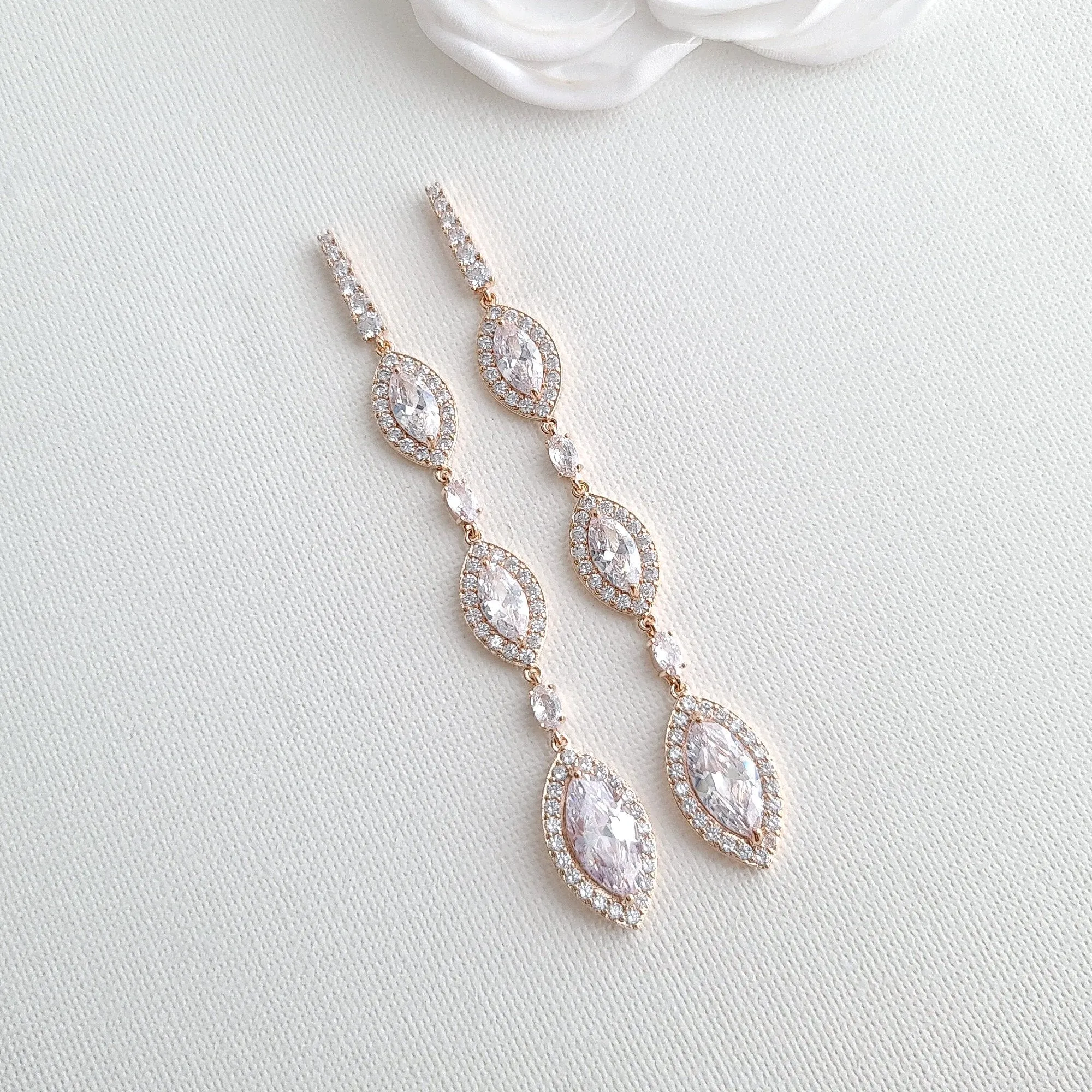 Extra Long Earrings for Wedding and Prom- Harriet