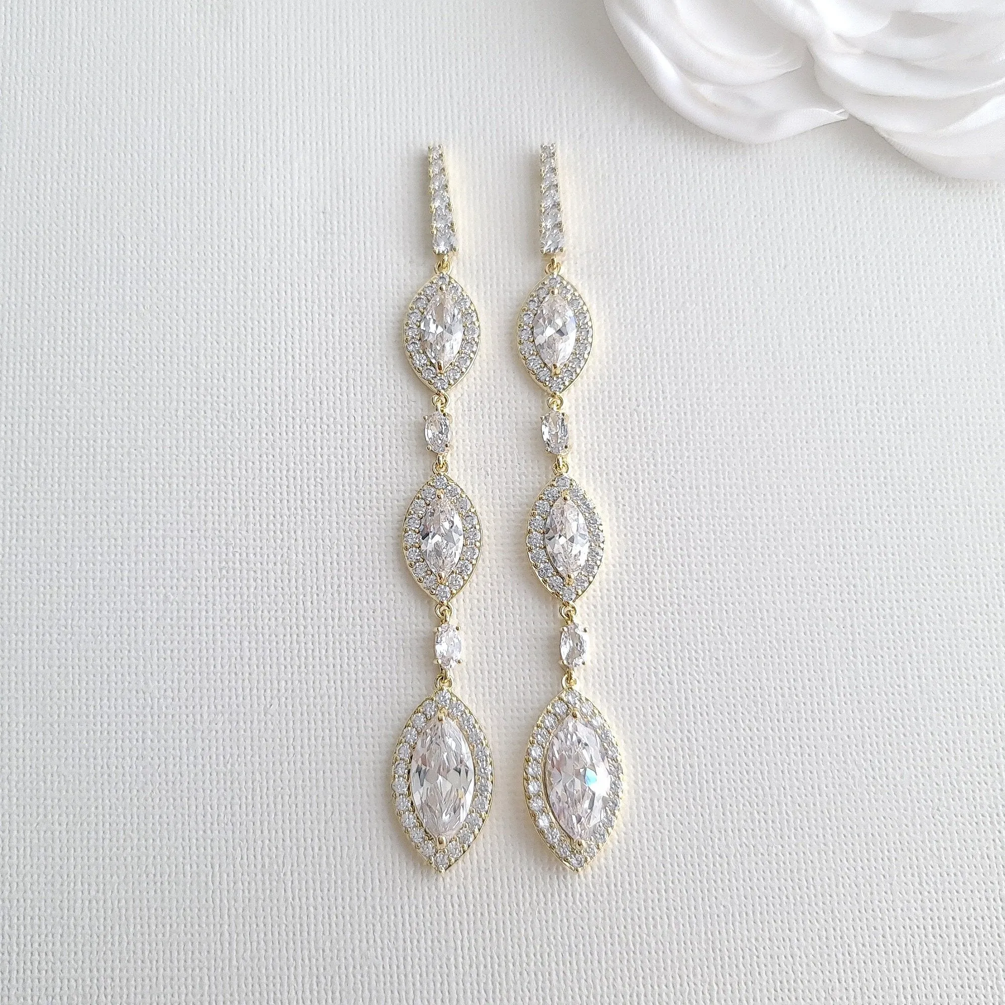 Extra Long Earrings for Wedding and Prom- Harriet