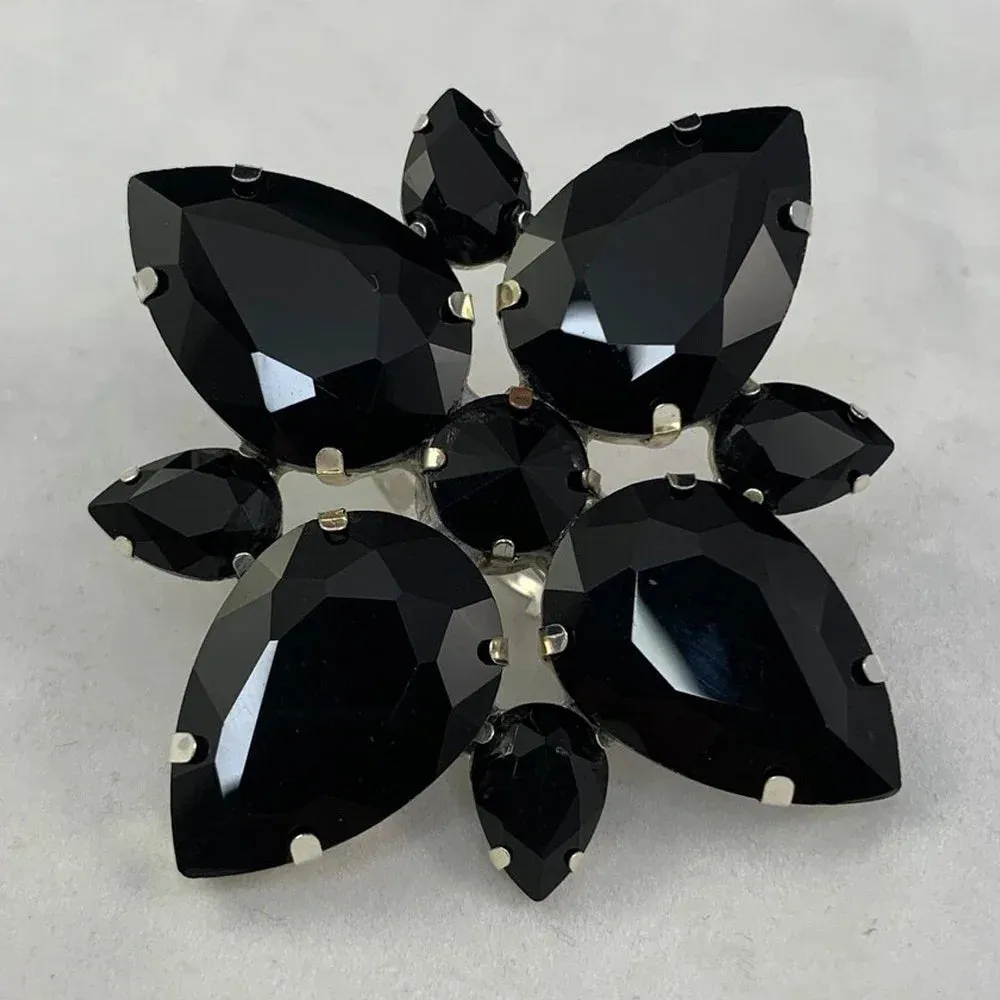 Fashion Black Crystal Ring Large