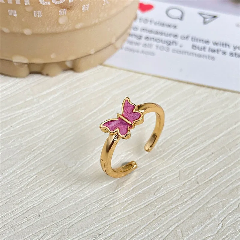 Fashion Butterfly Metal Punk Rings Set For Women Teen Jewelry Gifts Accessories Buckle Female Index Finger Ring